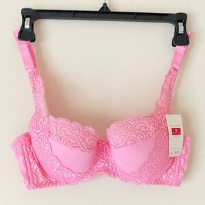 Dayan Women’s Pink Floral Lace Trims Bra - 36B - New with Tags